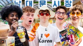 "Here's $700. Buy whatever you want." British Highschoolers in Korean Market!!