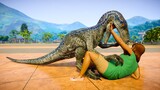 Jurassic World Evolution - Indoraptor vs Blue vs Spinoraptor Breakout & Fight (Blue Fight Scene)