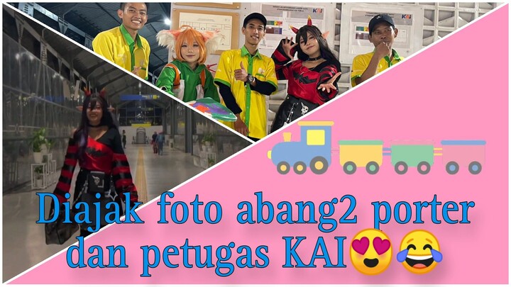 Diajak Foto Abang-abang Porter dan Petugas KAI 🙈🙈