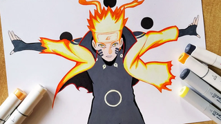 วิธีการวาด Naruto Six Paths Sage Mode - Naruto Shippuden ทีละขั้นตอนการสอน