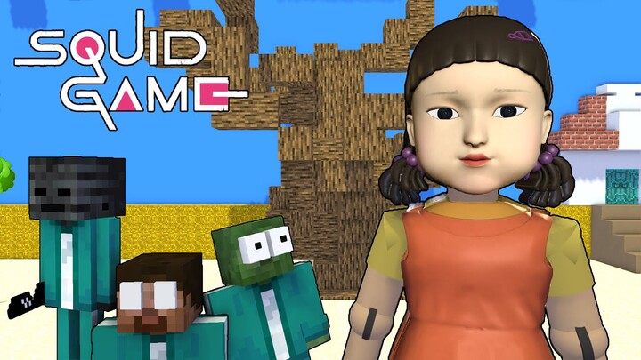 SQUID GAME - RED LIGHT GREEN LIGHT CHALLENGE NICE DOLL - Minecraft Animation