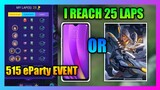 Reach 25 Laps on 515 eParty Event Mobile Legends | Dice Race Event Mobile Legends
