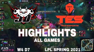 Highlight JDG vs TES (All Game) LPL Mùa Xuân 2021 | LPL Spring 2021 | JD Gaming vs Top Esports