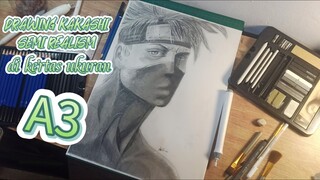 Drawing Kakashi semi realism di kertas uk A3 🤔 || SPEEDDRAW