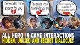 ALL SPECIAL INTERACTIONS IN-GAME | HIDDEN/UNUSED DIALOGUES | HEROES TALKING | MOBILE LEGENDS