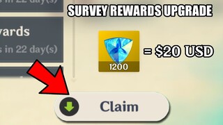 When MiHoYo Give You a Survey Rewards Equals of 1200 Freemogems or Genesis Crystals...