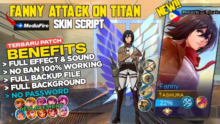 NEW!! Fanny Attack on Titan Mikasa Skin Script No Password | Full Effect & Sound | Zhuxin Patch