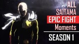 One Punch Man | All Saitama EPIC Fight Moment Compilation | in Season 1   (Sub indo)
