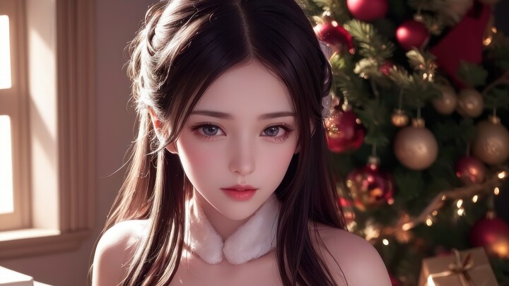 Wallpaper AI gadis Natal