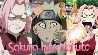 Sakura hits Naruto with her punch !!