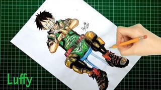 DRAWING LUFFY IN MIDORIYA COSTUME | speed drawing | Art 1