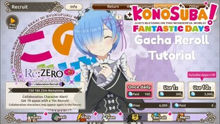 Konosuba x Re: Zero Gacha Reroll Tutorial - Konosuba Fantastic Days Global