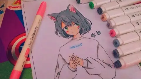 Vẽ Anime Girl Tai Mèo Đơn Giản Dễ Thương-How To Draw Anime Girl Cute Simple  Cat Ears - Bilibili