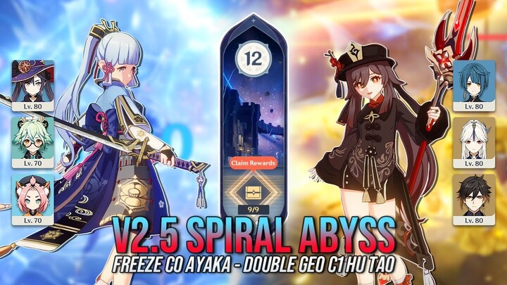 v2.5 Spiral Abyss Floor 12 - Freeze C0 Ayaka & Double Geo C1 Hu Tao | Genshin Impact [AR59]