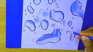 How To Draw Water Drops With Colored Pencils | Water dropping
