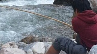 Hook and Rod Fishing in Nepal | Angling with Bamboo Stick |