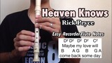 HEAVEN KNOWS by Rick Pryce - Flute Recorder Easy Letter Notes / Flute Chords