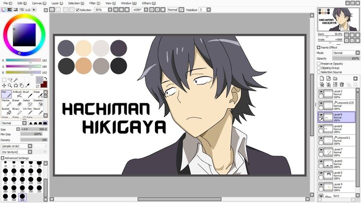 Drawing HACHIMAN HIKIGAYA - OreGairu (Anime Drawing) by OSTANIMEID