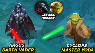 STAR WARS SKINS GAMEPLAY | ARGUS DARTH VADER AND CYCLOPS MASTER YODA GAMEPLAY | MLBB