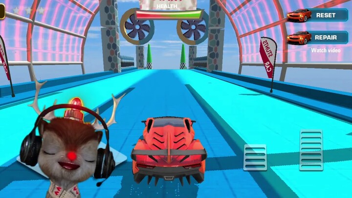 Mobil Balap Super Melewati Rintangan Atas Langit - Mega Ramp Car Racing Level 9 - Asto