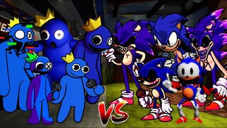 All Blue VS All Sonic.EXE - ALL PHASES Friday Night Funkin' (Roblox Rainbow Friends)