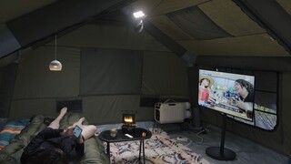 RAIN and STORM Camping in AIR TENT that is more cozy and relaxing than home. ASM