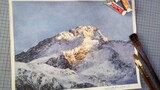 Lukisan|Menggunakan Cat Air Menggambar Gunung Salju Es