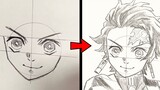 Demon Slayer, how to draw Tanjiro Kamado