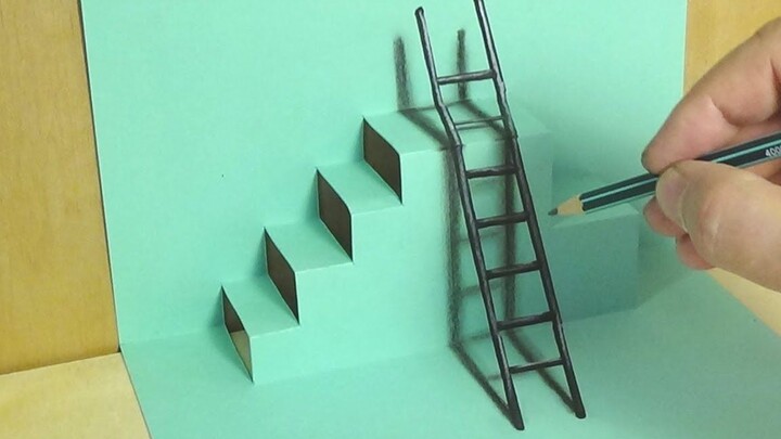 Thêm chi tiết và siêu tinh tế, các họa sĩ Hungary vẽ những chiếc thang 3D siêu kỳ diệu trên giấy