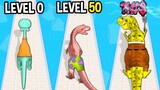 Monster School: Dinosaur SpongeBob GamePlay Mobile Game Runner Max Level LVL - Minecraft Animation