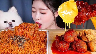 [Mukbang TV] - Gà rán và mì cay | ASRM