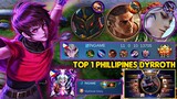 UNKILLABLE AGGRESSIVE TOP 1 PHILIPPINES DYRROTH BEST BRUTAL COMBO & BUILD MYTHICAL GLORY RANK - MLBB