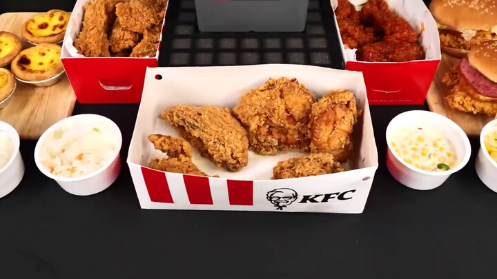 [Mukbang] Combo KFC: Gà rán thường và cay + Hamburger gà + Tart trứng