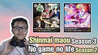 Bahas tuntas Shinmai maou no tenstament season 3 dan No game no life season 2-Request subscriber