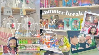 🍧 summer break vlog // manga + stationery shopping, nendoroid unboxing, watching anime, genshin