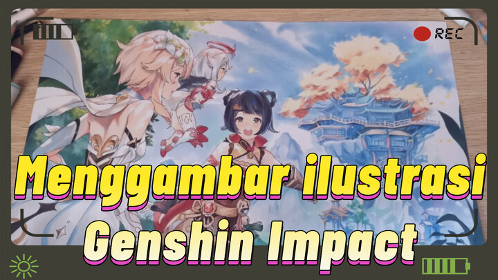 Menggambar ilustrasi Genshin Impact
