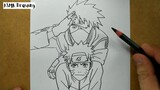 ASMR drawing Naruto and Kakashi  ... VERY EASY ,, how to draw NARUTO manga from japan