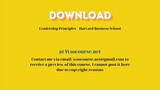 Leadership Principles – Harvard Business School – Free Download Courses
