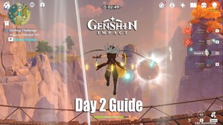 Genshin Impact - Gliding Challenge Day 2 Gameplay Guide - Reward Showcase 2020