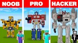Minecraft NOOB vs PRO vs HACKER: TRANSFORMER ROBOT HOUSE BUILD CHALLENGE in Minecraft Animation