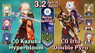 Spiral Abyss 3.2 - C0 Kazuha Hyperbloom & C0 Itto Double Pyro | Floor 12 Full Star | Genshin Impact