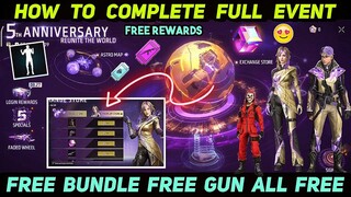 Free Fire 5th Anniversary Reunite The World Event | How To Complete 5th Anniversary Event | FreeFire