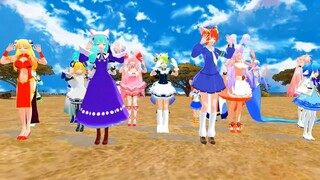 【di gi charat MMD＆ギャラクシーエンジェルmmd】デ・ジ・キャラットとムーンエンジェル隊でyellow