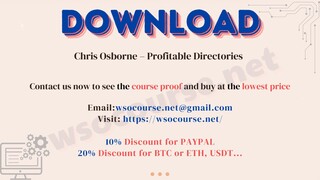 [WSOCOURSE.NET] Chris Osborne – Profitable Directories