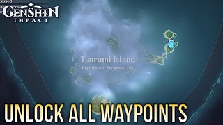 GENSHIN IMPACT - How to Unlock All Waypoints in Tsurumi Island and Remove Fog