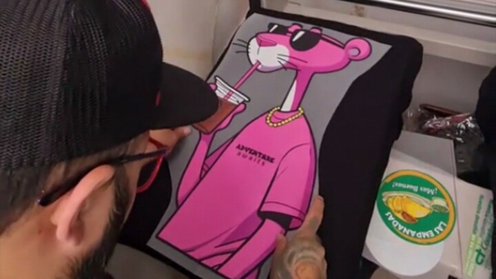 Pink panther t shirt printing design