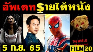 อัพเดทรายได้หนัง Spider Man - บุพเพสันนิวาส 2 - Thor - Minions - Top Gun - คืนหมีฆ่า อื่นๆณ5 ก.ย. 65