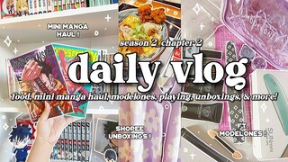 🍧 # daily vlog ; chapter 2 | shopee hauls, food, mini manga unboxing, & schoolwork ft. modelones 🌷