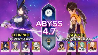 C0 Clorinde Hypercarry & C0 Sethos Hyperbloom - Spiral Abyss 4.7 - Genshin Impact