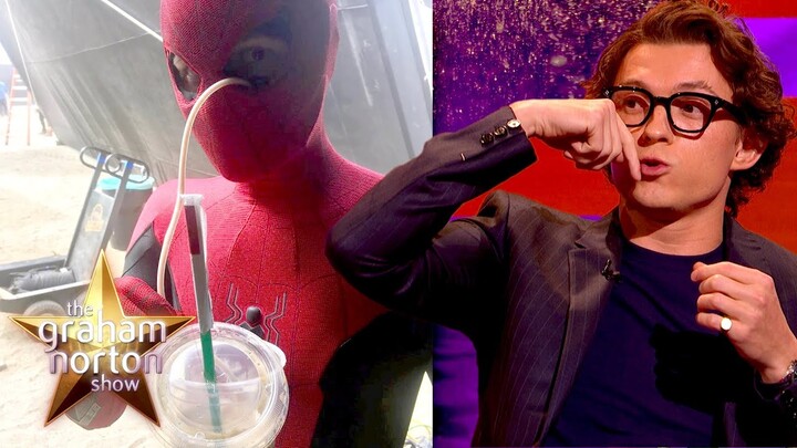 Tom Holland Drank His Frappucino Through The Eyes Of His Spider-Man Mask | The Graham Norton Show